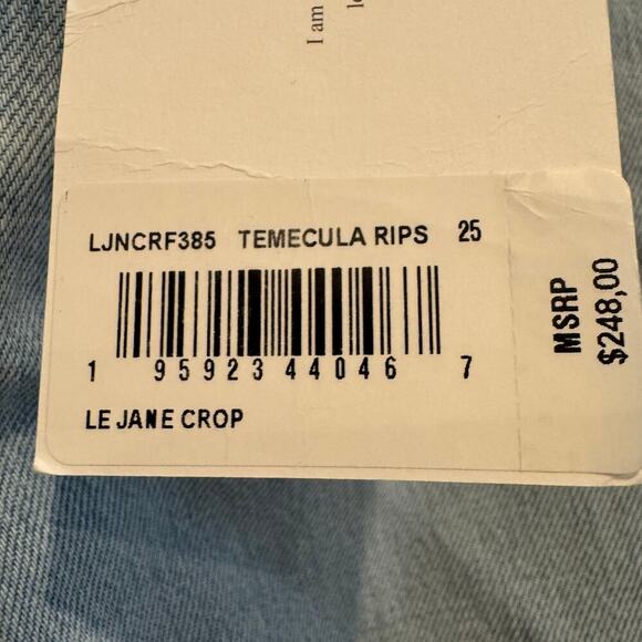 FRAME Le Jane Raw Hem High Waist Crop Wide Leg Jeans Temecula Rips Size 25 NWT - Picture 11 of 11